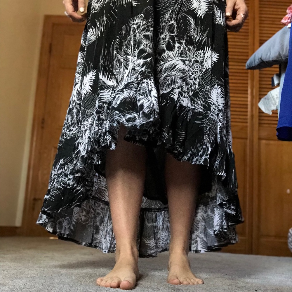 Rip Curl black & white floral strapless dress